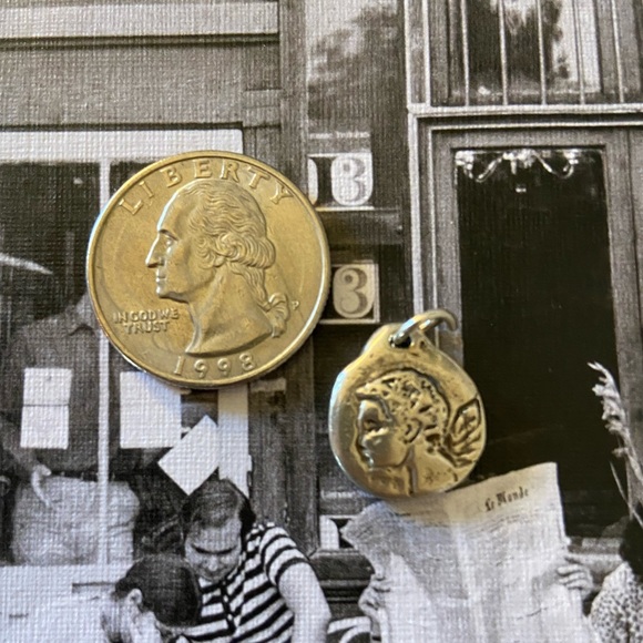 Double Sided Letter "A" Round Pendant - with Angel - Picture 4 of 7